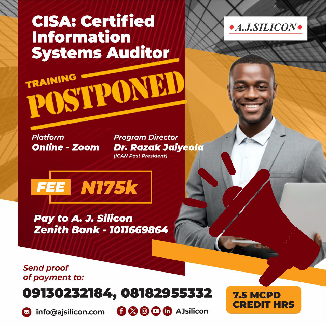 Update on CISA Training Schedule and Orientation